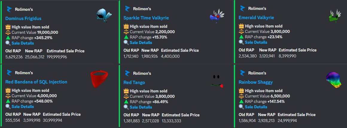 Screenshots of high value item sales